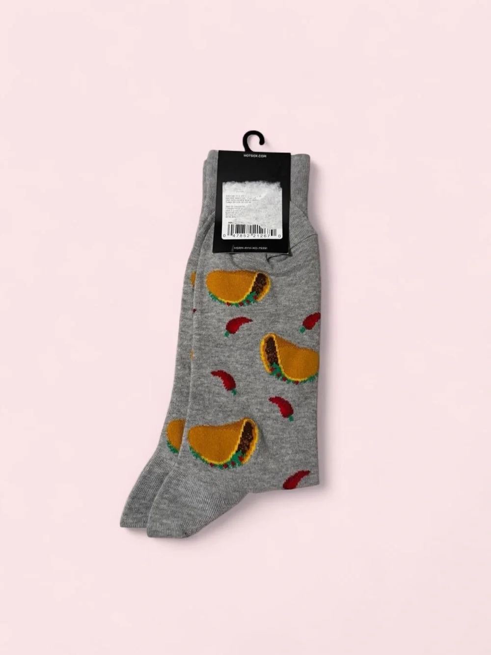 Hot Sox Gray Taco & Chili Pepper Crew Socks